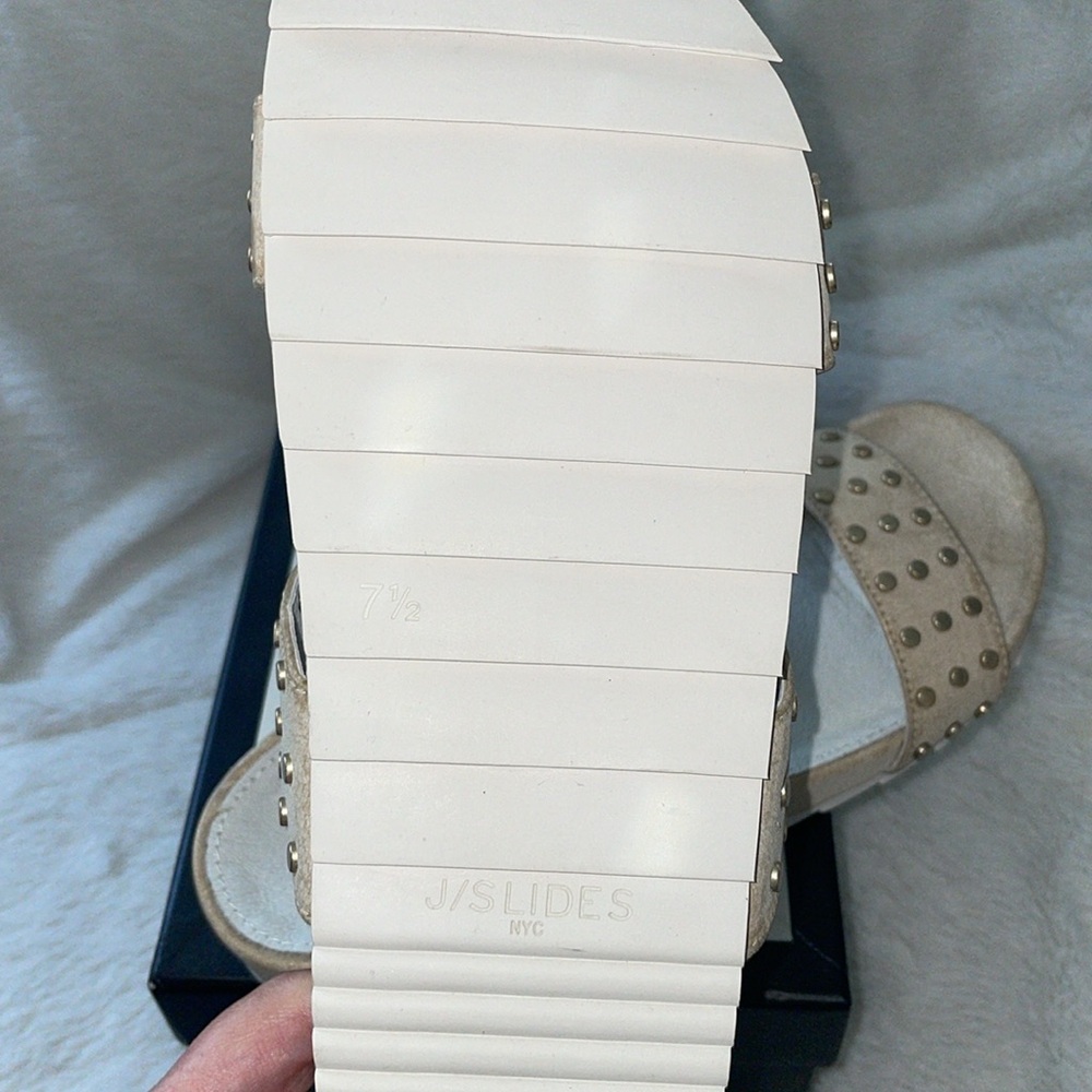 NWT J/SLIDES ERIKA Bronze Metallic Suede Sandal - Picture 15 of 15